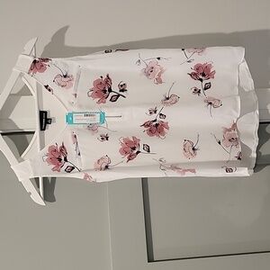 NWT Fortune + Ivy White Size S Lighton Zip Detail Mixed Material Blouse